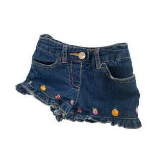 Vintage Gymboree Girls Infant Baby Size 3 6 months Blue Denim Jeans Shorts Fruit